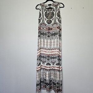 Hale Bob Dress Women's Semi Sheer Maxi Tiered Silk‎ Boho XS Beaded Lightweight